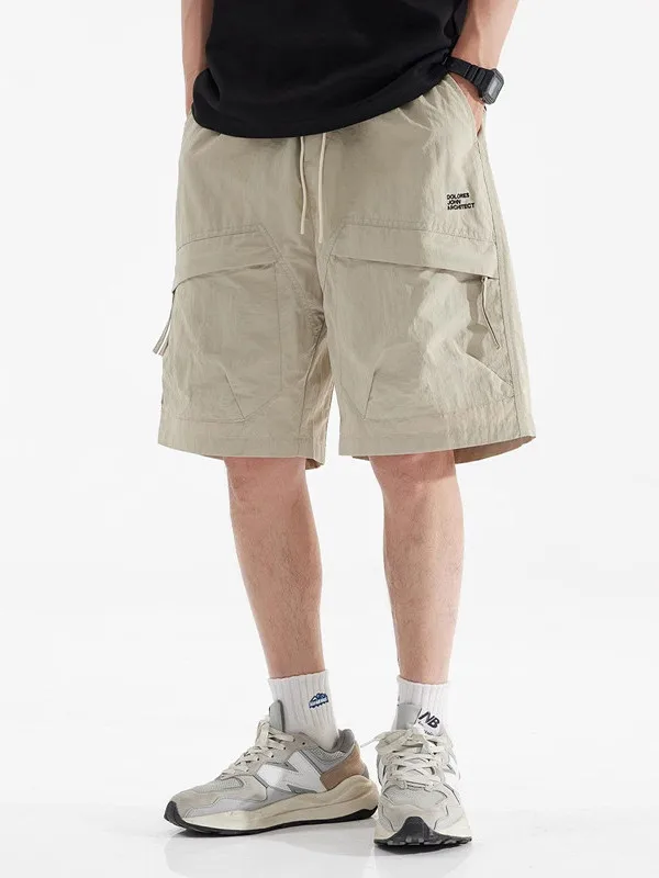 

Мужские повседневные шорты в американском стиле, свободные, больших размеров, летние, тонкие, из ледяного шелка, для отдыха, быстросохнущие, как у интернет-знаменитостей