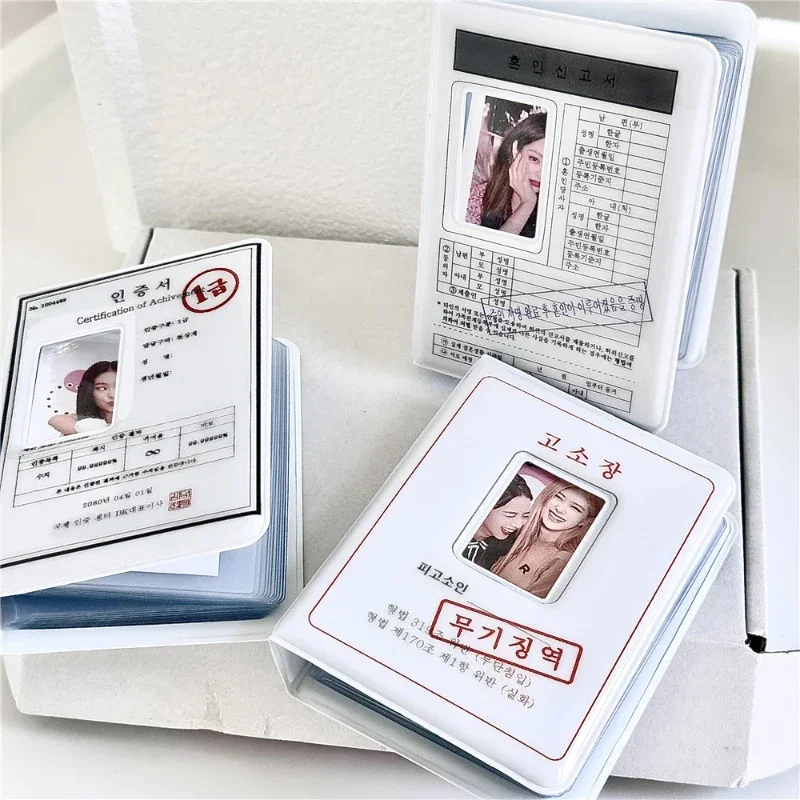 White Funny Photocard Album Korean Style 3 Inch Kpop Photocard Mini Photo Collection Book 40 Pockets Stylish Gifts for Girls
