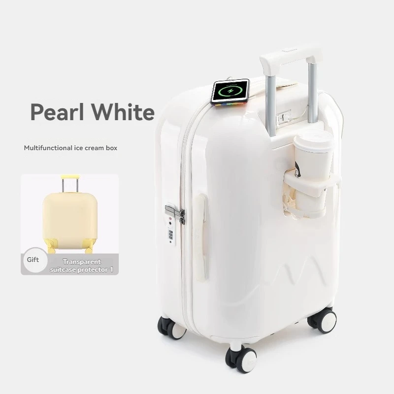 Bagagem infantil de 20 polegadas, pequena caixa de embarque, mala de 24 polegadas, senha, caixa de viagem, suporte de copo de macaron, caixa de couro