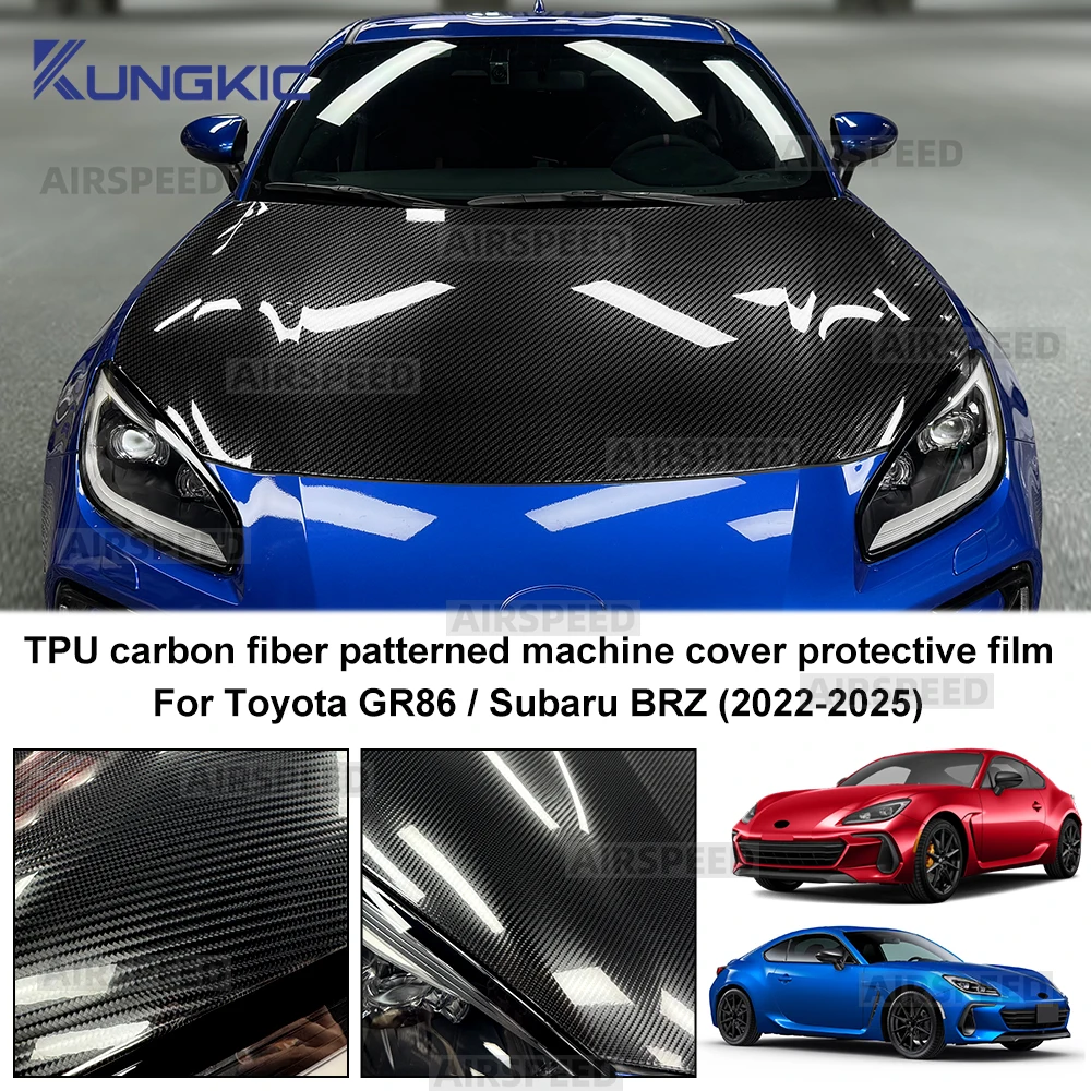 

For Toyota GR86 ZN8 for Subaru BRZ ZD8 2022 2023 2024 2025 Car Front Bonnet Engine Hood Carbon Fiber Pattern TPU PPF Wrap Film