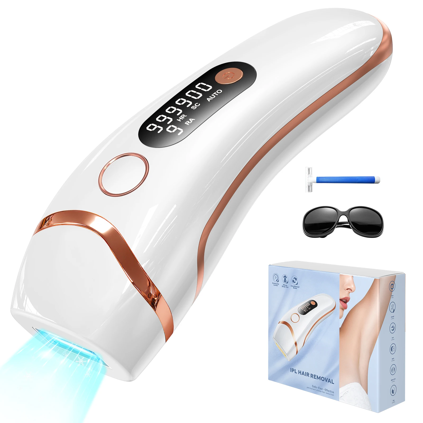 

2026 IPL Hair Removal Device 3 in 1 Permanent Hair Removal, Skin Rejuvenation & Acne Treatment - 9 Energy Levels, 2 Flash Modes