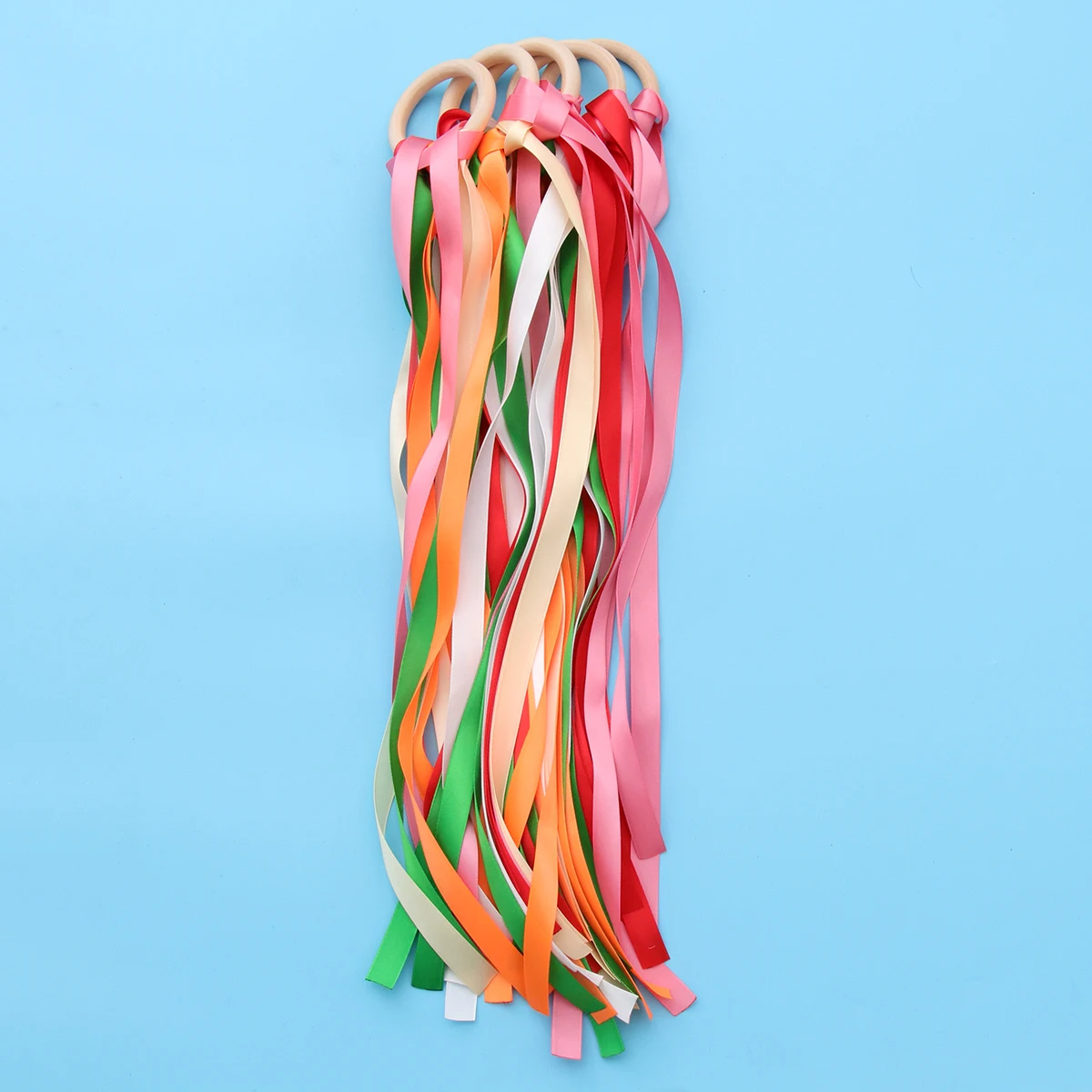 

5pcs 25Cm Wooden Handle Dance Ribbon Streamer For Gymnastics Rhythmic Ribbon Colorful Training Equipment Color Guard