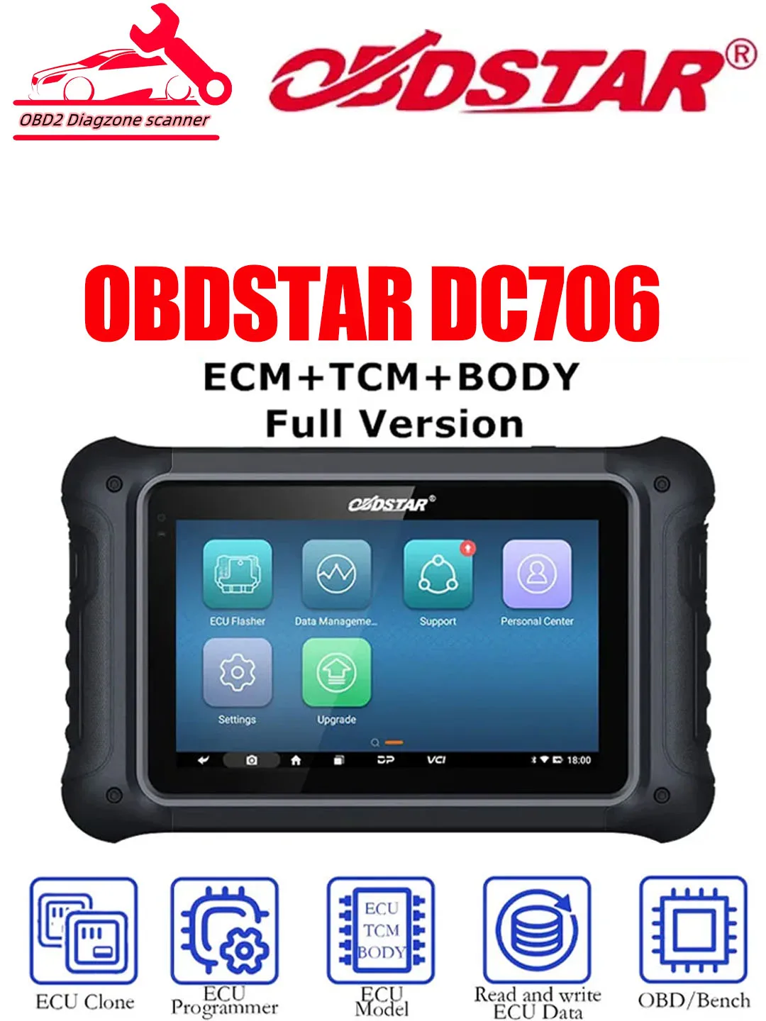 OBDSTAR DC706 ECU Tool for Car and Motorcycle ECM/ TCM/ BODY ECU Clone with MP001 Set and P003 Adapter