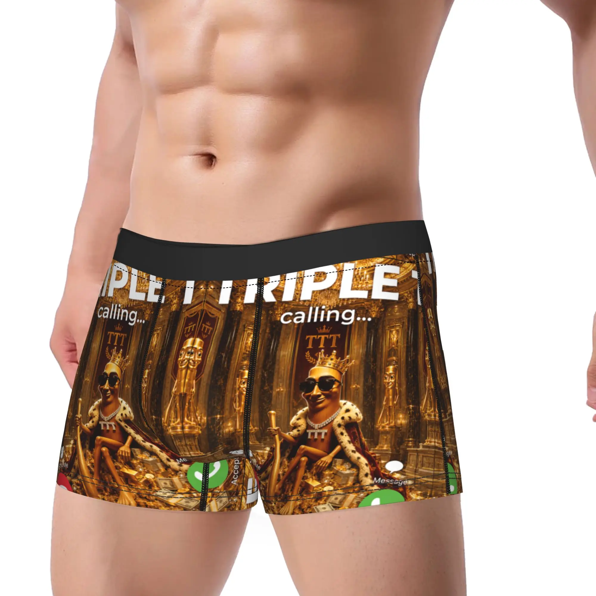 King Triple T Meme Phone Calling Tung Sahur Golden Chamber Trunk  3D Pouch Underwear Hot Sale Design Boxer Brief Men Underpants
