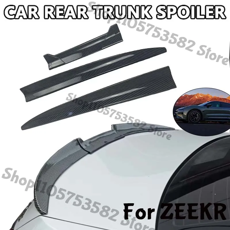 3Pcs DIY Cuttable Rear Trunk Spoiler Roof Wing Matte Black Universal Car Spoiler For ZEEKR Sedan Hatchback Modification