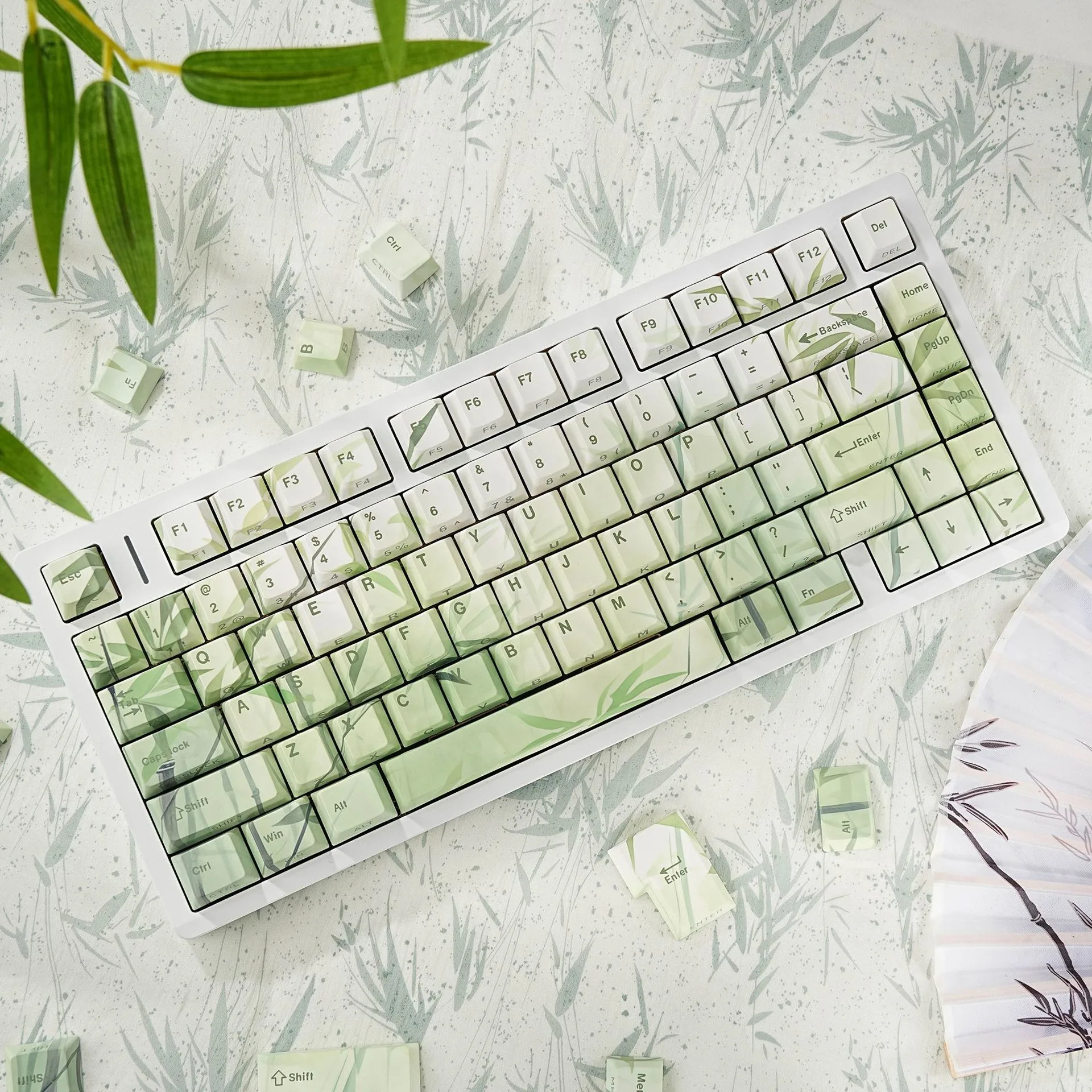 Mechanical Keyboard Bamboo Keycaps Spanish French German Korean Japanese Russian Arabic Cherry Profile PBT Side Printed Keycap