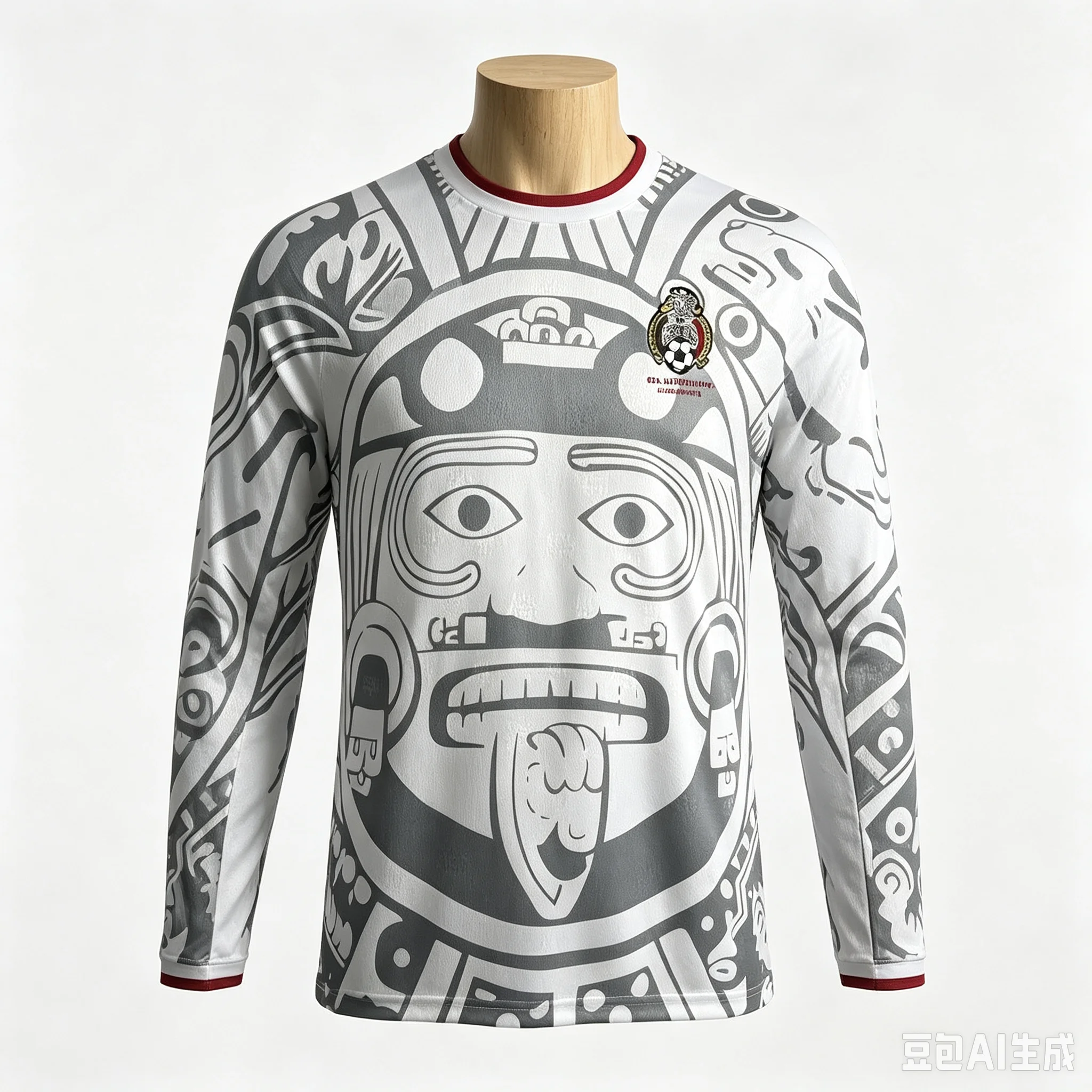 Mexico Aztec Sun Stone Long Sleeves T-Shirt Green Red National Emblem Breathable Quick-dry Cultural Casual Top Family Kids Tees