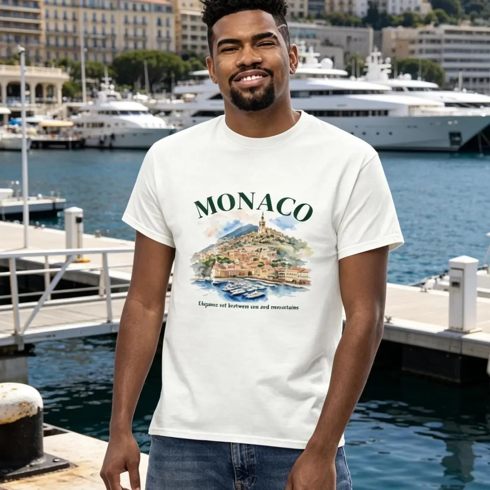 Classic Monaco Coastal Scene T Shirt vintage Washed graphic streetwear Breathable Casual fashion Unisex Versatile Soft homme
