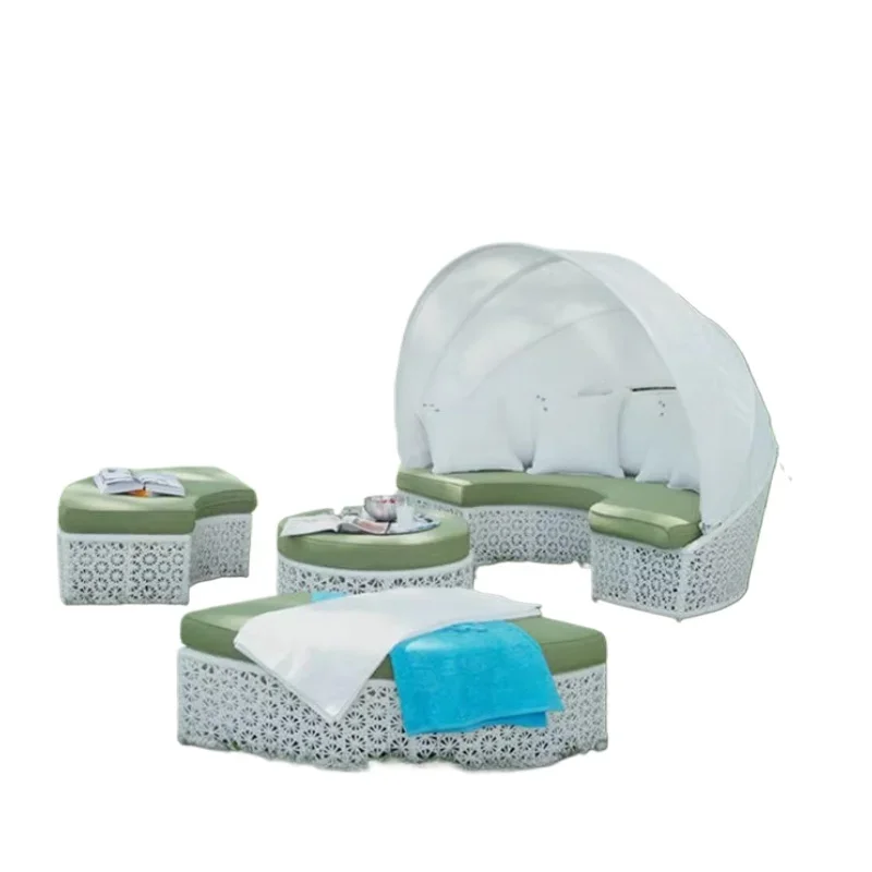 

Outdoor, Furniture, Rattan, Chrysanthemum, Bed Villa Leisure Rattan Chair Round Rattan Bed Imitation