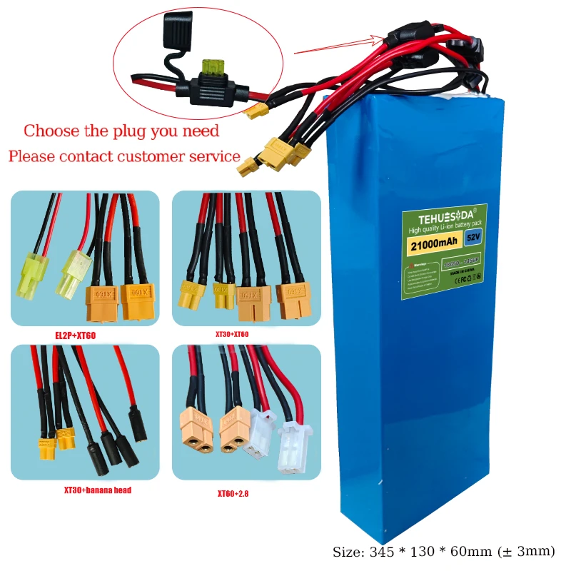 52V 14S6P 21Ah 18650 Lithium Battery Pack with Built-in BMS Moped Scooter Battery Suitable for Power-assisted Commuting Tools