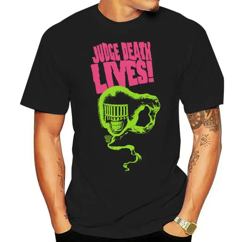 2000AD Judge Death 'Judge Death Lives!' T-Shirt - NEW & OFFICIAL Men Summer Short Sleeves T Shirt