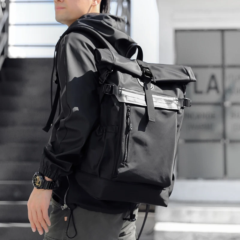 MOYYI Rolling Top Large 14 Inch Laptop Backpack Tear-resistant Sport Travel Hiking Rucksack Causal Hasp College School Backpack