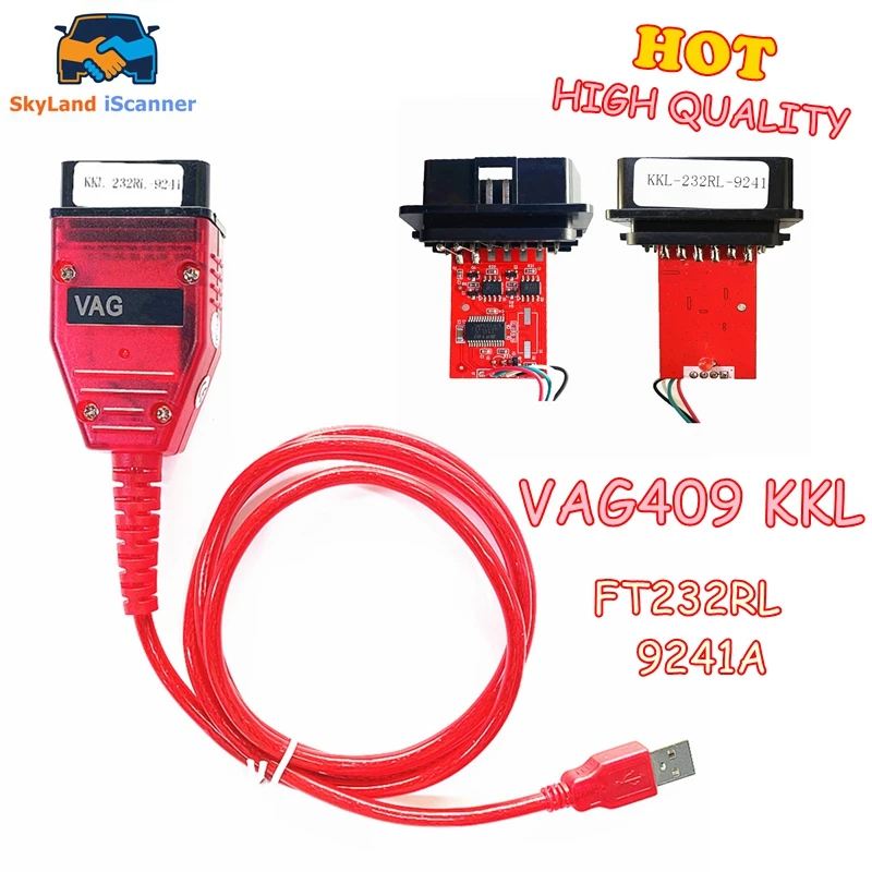 

New Red VAG409 KKL PCB Board Real 9241A Chip VAG KKL FTDI FT232RL For VAG KKL USB Tool OBD2 USB Diagnostic