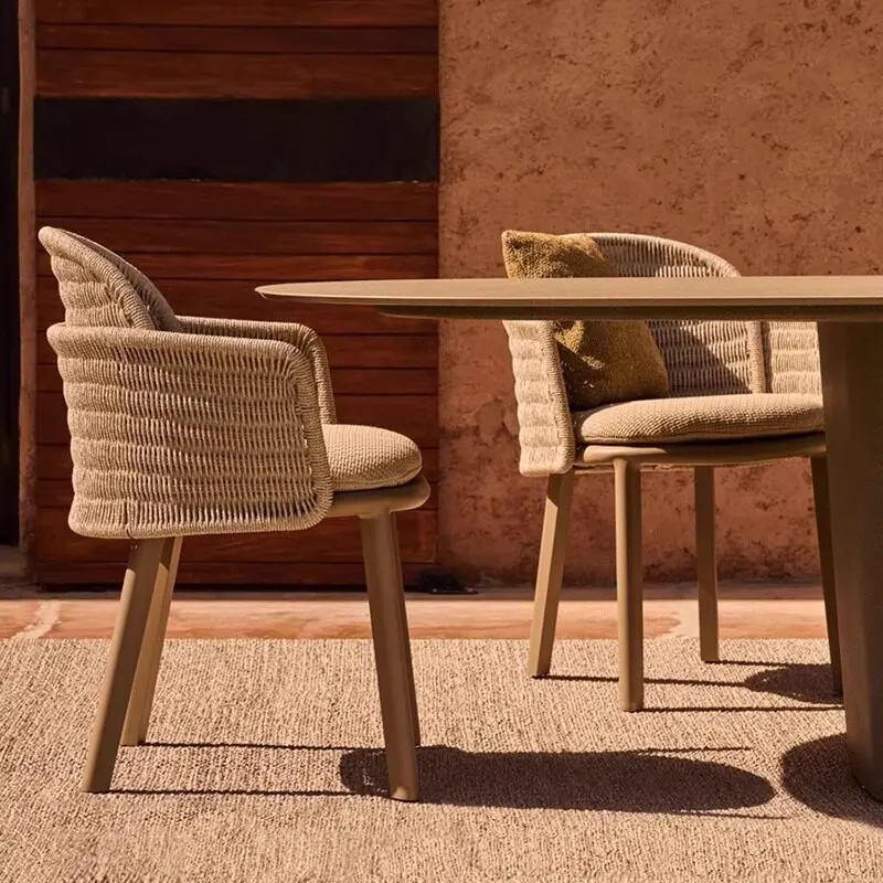 Teak tables and chairs, antiseptic wood furniture, outdoor leisure rattan chairs, waterproof and sun protection