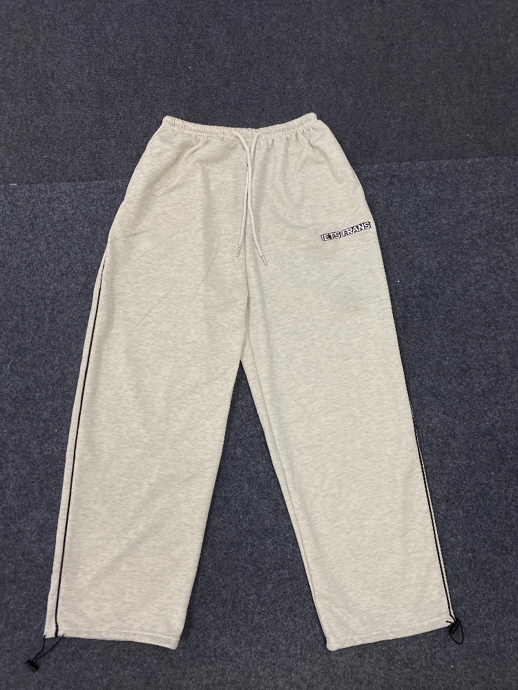 Spring wide leg sports pants, loose straight leg casual pants, comfortable stripes, trendy prints for men and women