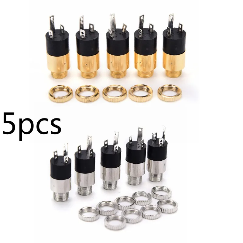 PJ-392 Tomada fêmea estéreo banhado a ouro com parafuso, 3,5mm, áudio e vídeo, conector de fone de ouvido, 5PCs