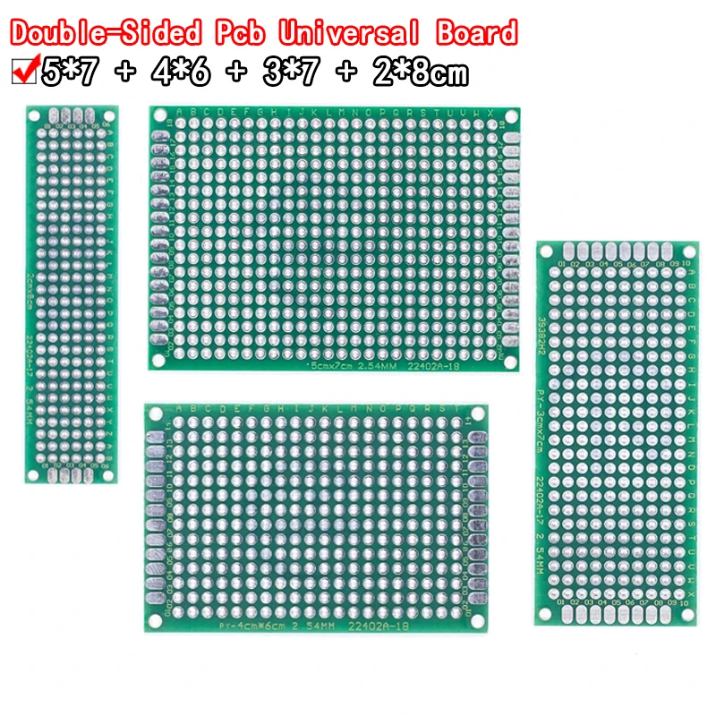 

Дропшиппинг 4 шт. 5x7 4x6 3x7 2x8 см двухсторонний медный Прототип pcb универсальная плата Стекловолоконная плата для Arduino