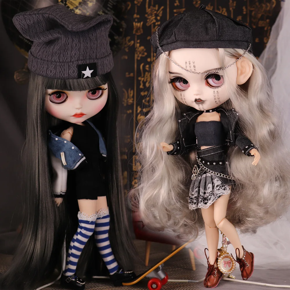 Outfits For ICY DBS Blyth Doll Black Coat Cool Dress Suit For 1/6 BJD Ob24 Monster High Anime Girl