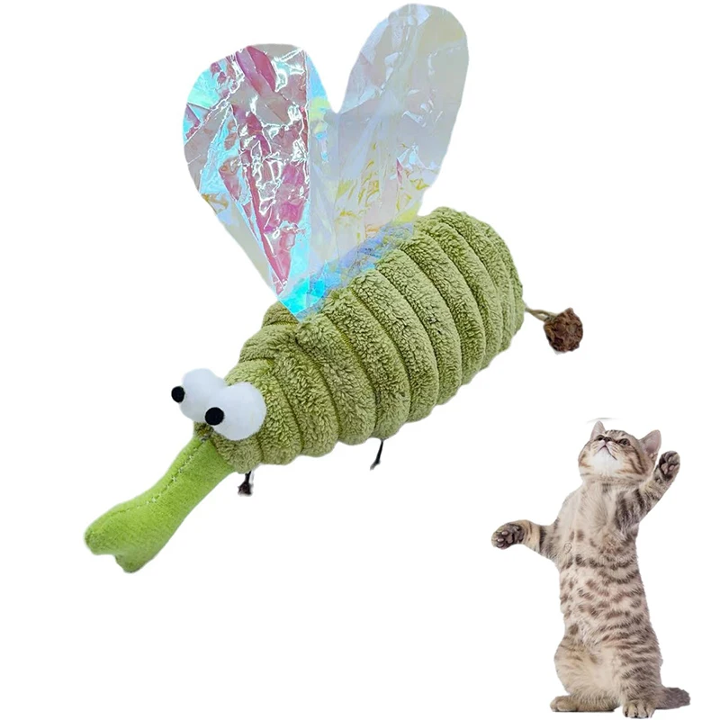 Fluffy Mosquito Plush Cat Toys with Catnip Interactive Kitty Teeth Cleaning Chewing Cat Toy