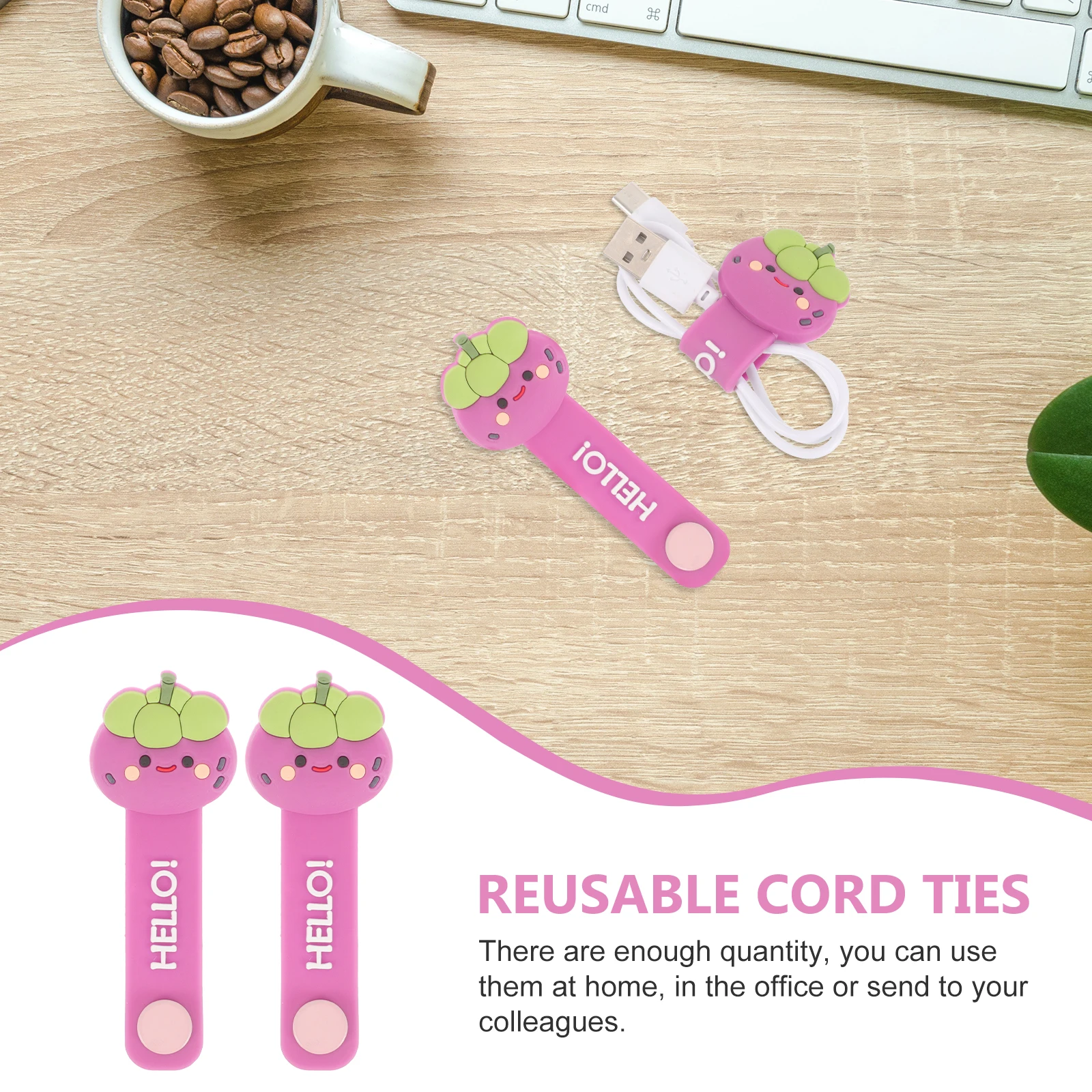 

4pcs Wraps Ties PVC Wire Organizer Cable Ties Compact Storage Buckle Cord Holder Fastener Cable Management Travel