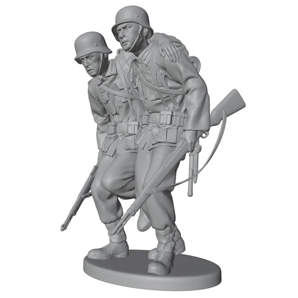 1/24/12/6 Desktop Decorative Item, Resin Model Set for Rescuing Soldiers and Comrades, 3D Printed Grey Model Statue, Uncolored