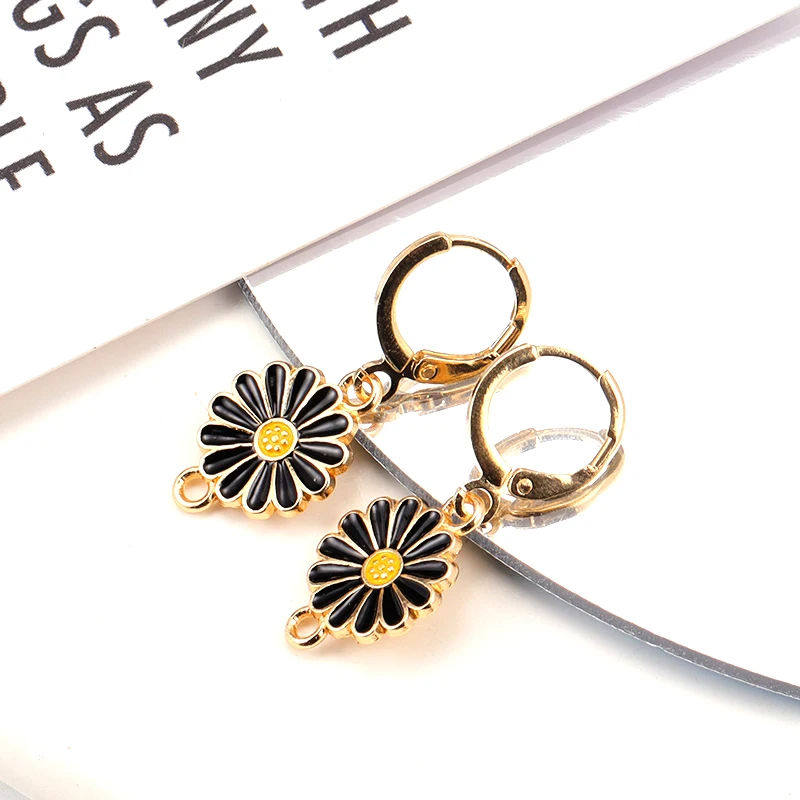 15Pcs 12*17MM Colorful Daisy Flower Jewelry Connector Charm for Women's Bracelet Necklace DIY Jewelry Making Enamel Pendant