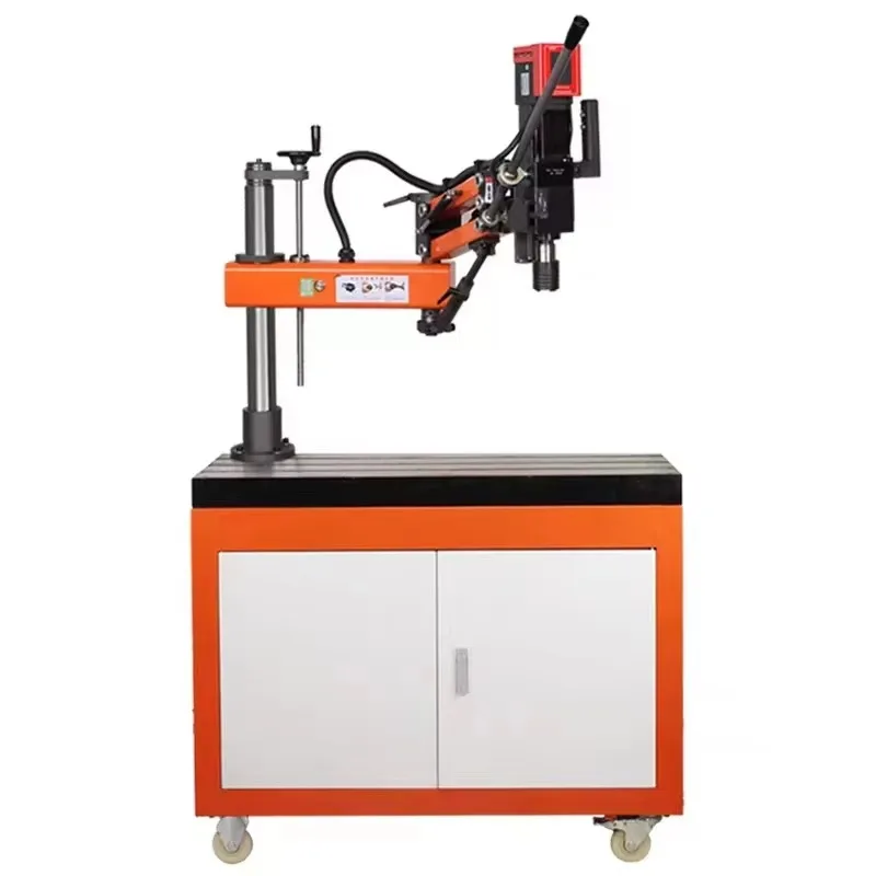 เครื่องต๊าปเกลียวแบบตั้งโต๊ะขนาดเล็ก CNC แบบแมนนวล/ เครื่องต๊าปเกลียวแบบแขนหมุนได้ 360 องศา ควบคุมด้วยเซอร์โวไฟฟ้า พร้อมหน้าจอสัมผัส