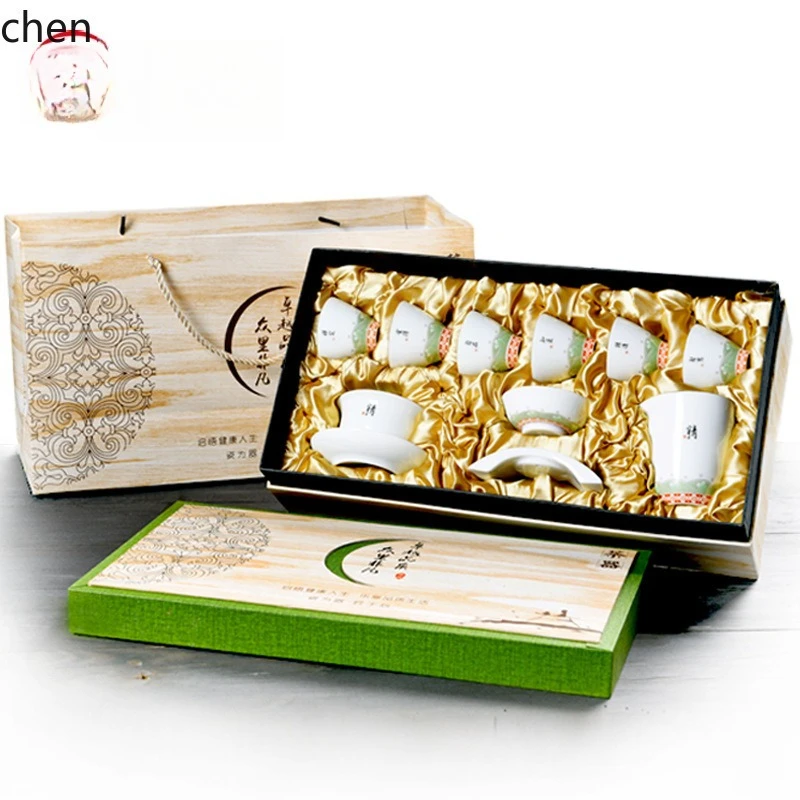 H1 sweet white porcelain kung fu tea set new chinoiseriefor home office gaiwan tea cup wave tea set