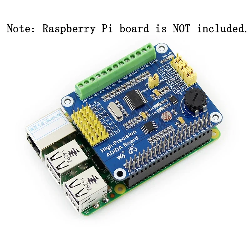 Precyzyjny przetwornik analogowo-cyfrowy ADC DAC Shield HAT dla RPI Raspberry Pi Zero 2 W WH 3 3B 4 Model B 5