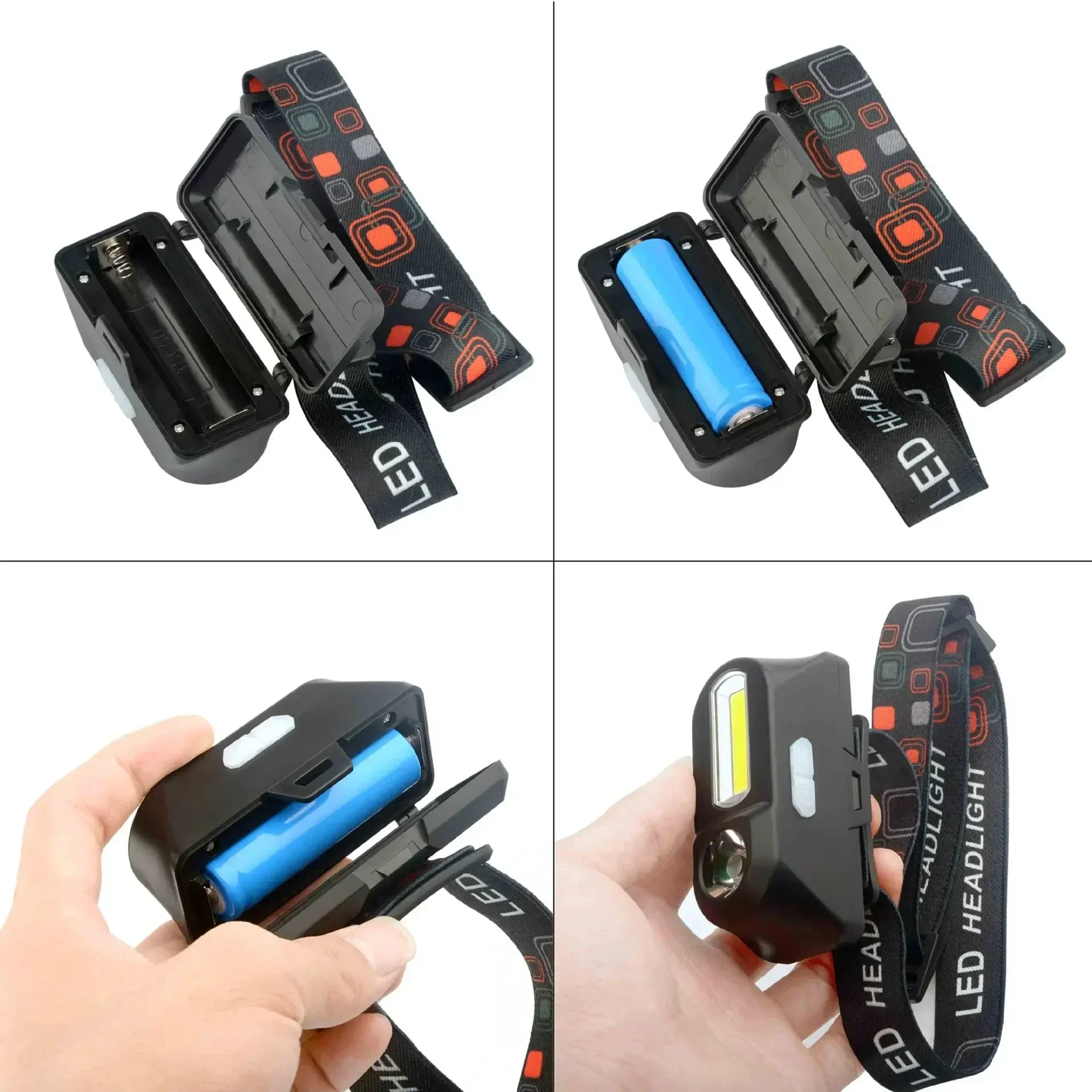 Powerful COB+LED Headlamp 18650 2000MaH Rechargeable Headlight Waterproof Head Lamp Bright Head Flashlight for Camping Cycling