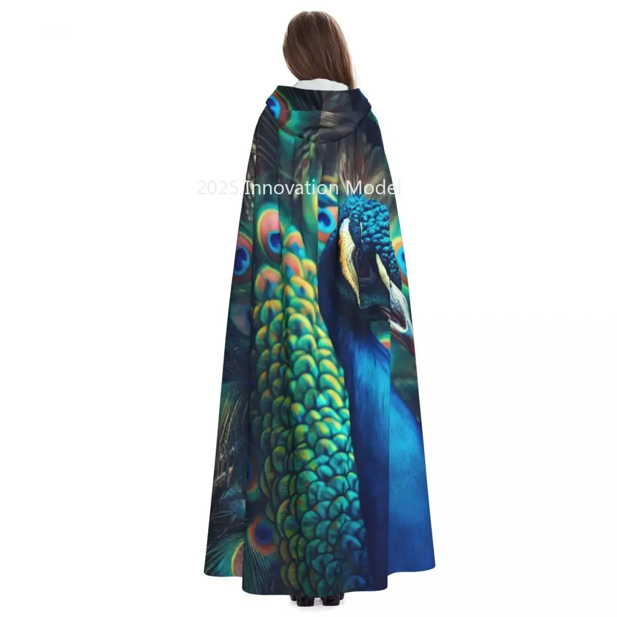 2025 신상 공작 깃털 망토 후드 중세 의상 마녀 위카 뱀파이어 할로윈 코스튬 드레스 코트