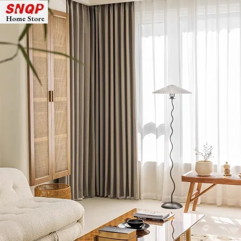 Full Blackout Insulation Curtains For Living Room Bedroom Dining Thickened Fashion Luxury Simple Modern White Tulle Custom Size