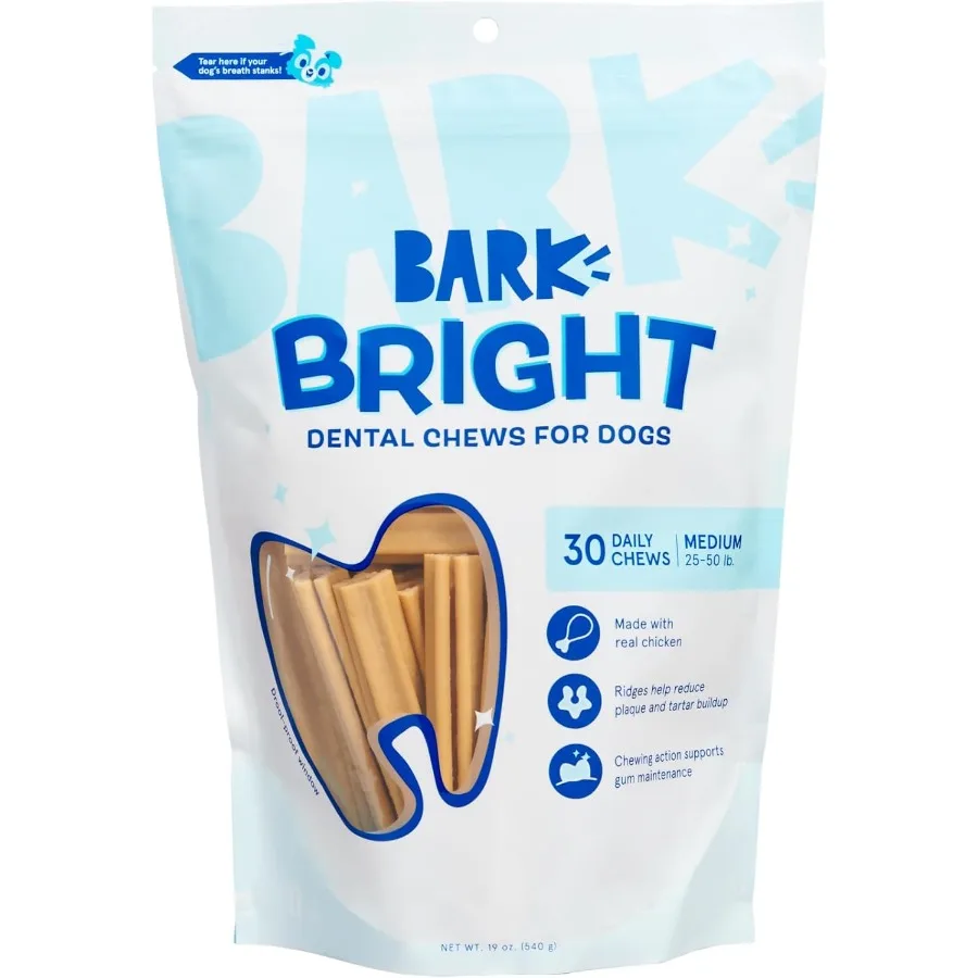 Bright Original Dog Dental Chew Sticks for Plaque and Tartar Removal Ideal for MediumSized Breeds Promotes Oral Health with Nat