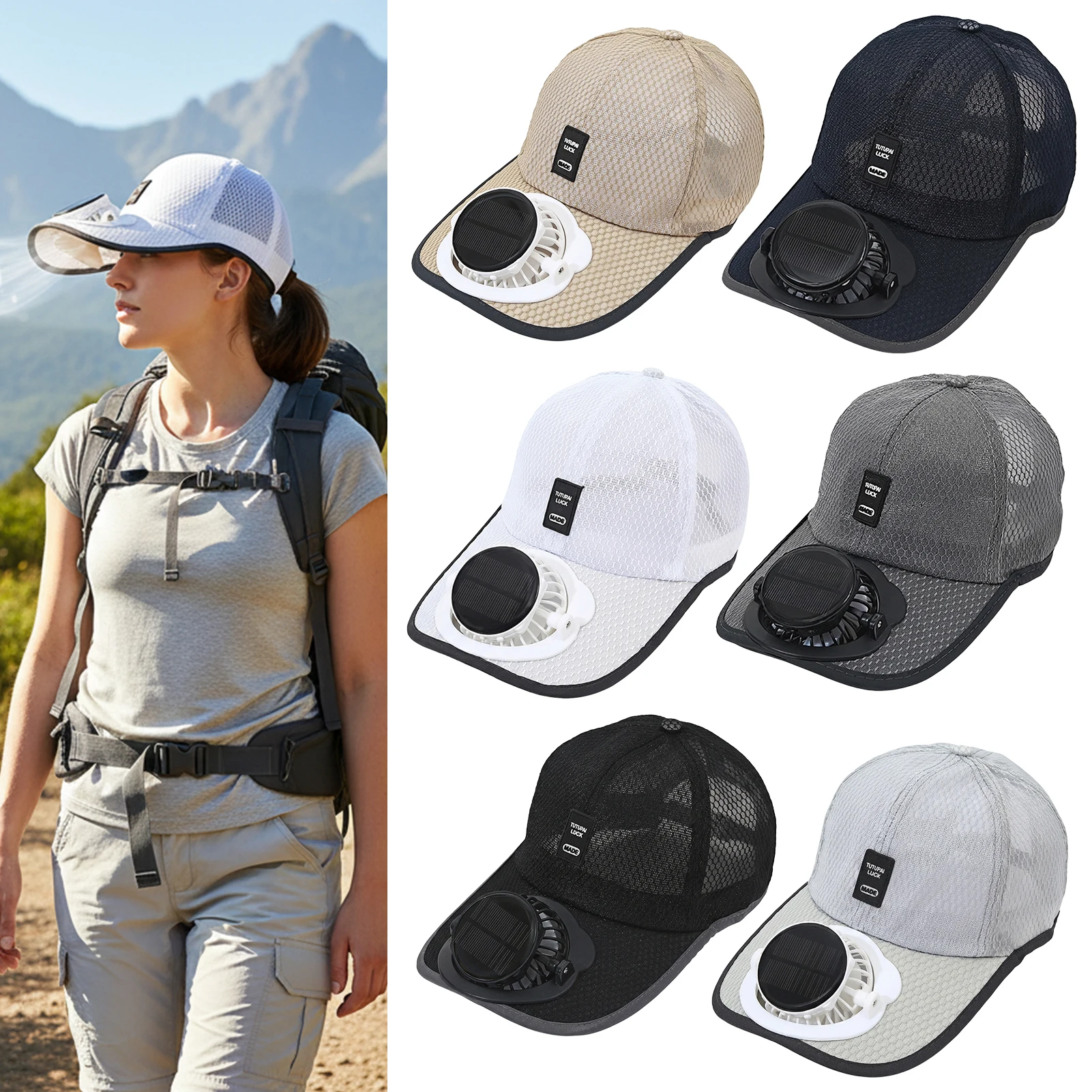 Solar Powered Cooling Fan Hat For Adults Outdoor Sun Protect Breathable Cap With USB Charging