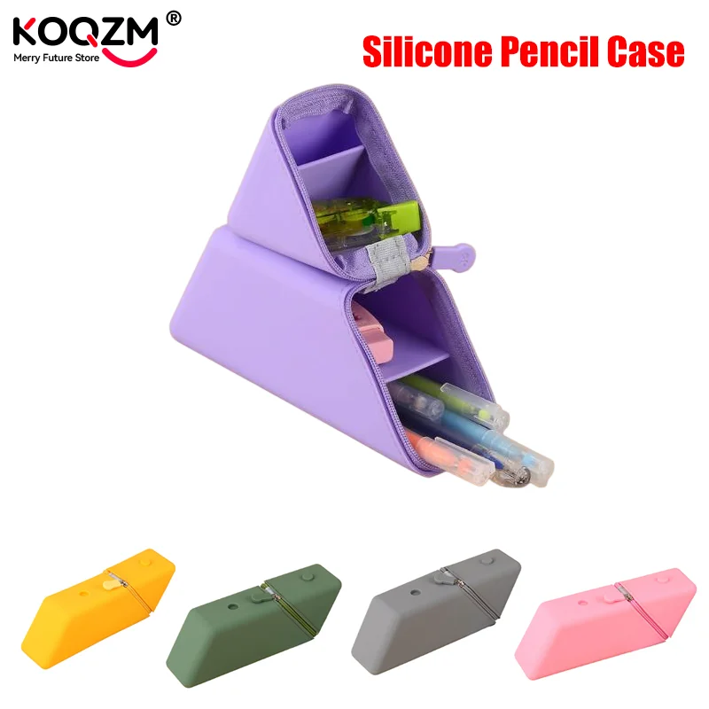 

Creative Silicone Pencil Case Large Capacity Simple Pen Bag Kawaii Cosmetic Bag Organizer School Stationery Gift Office Supplies
