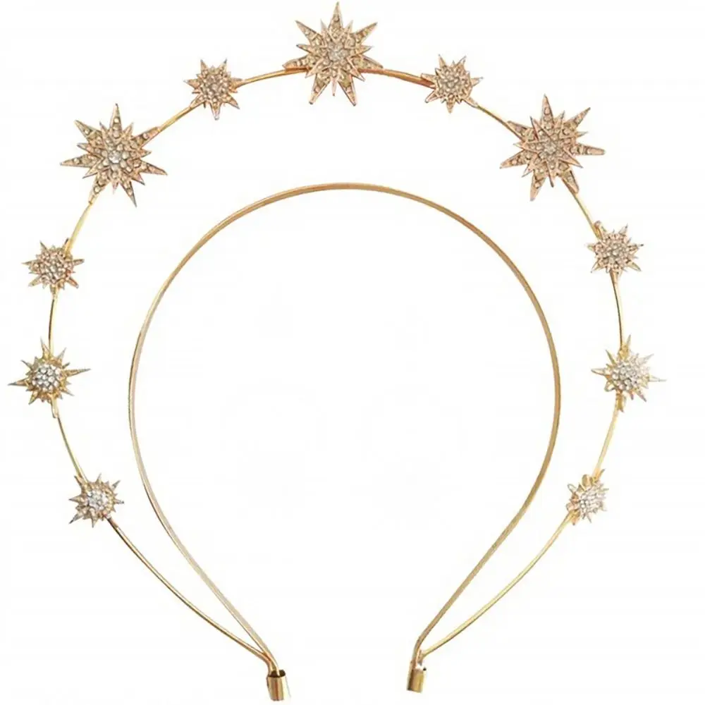 

Double Layer Rhinestone Star Headband Crystal Baroque Star Zircon Hair Hoop Wedding Headwear Tiny Spot Ins Tiara Headdress