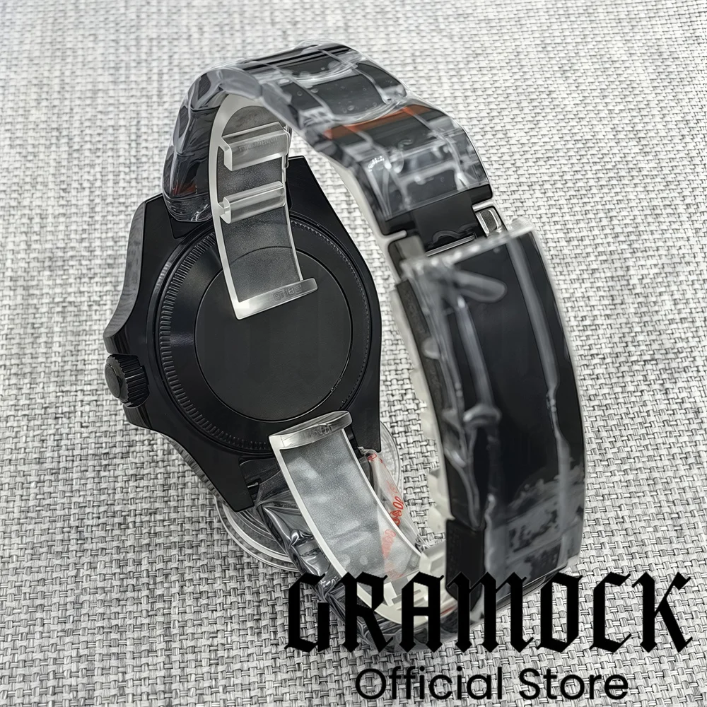 43mm Black Men Watch Case SEA Homage Big Sapphire Crystal Black Ceramic Bezel Fit NH35/36 ETA PT Mingzhu2813 Miyota8215 Movement