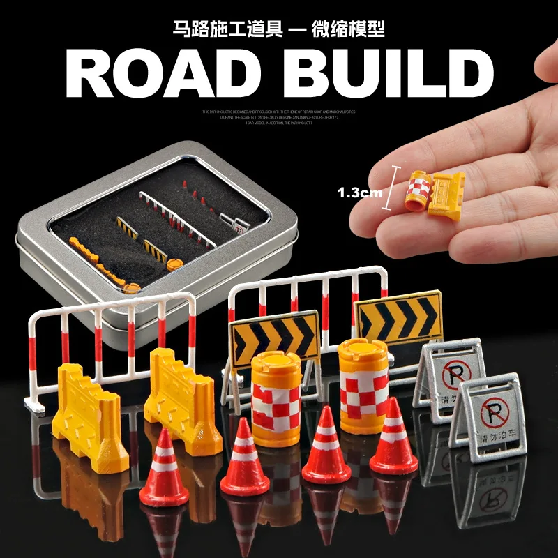 1:64 anime barricadas de tráfego figura mini boneca modelo em miniatura fotografia adereços modelo cena diy mesa areia paisagismo ornamento