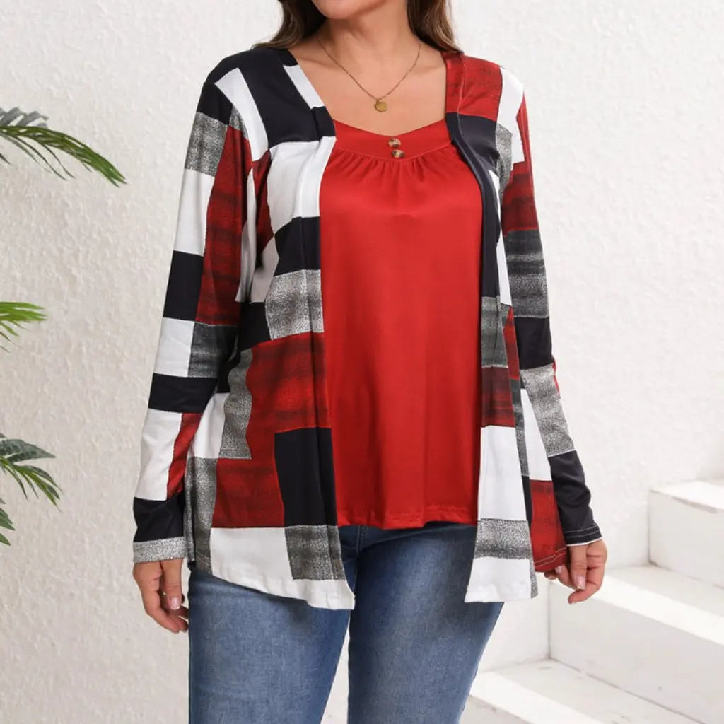 

Женская футболка с длинным рукавом с цифровым принтом, осенне-зимняя модная независимая станция для европейских и американских рынков