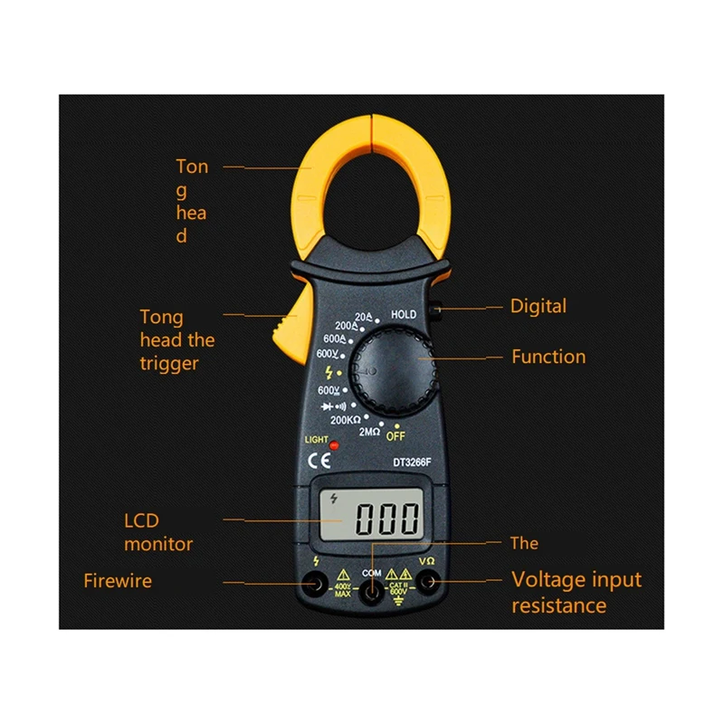 1 Piece NCV Current Clamp Pincers Voltmeter Ammeter 600A AC/DC Ohm Current Voltage Tester