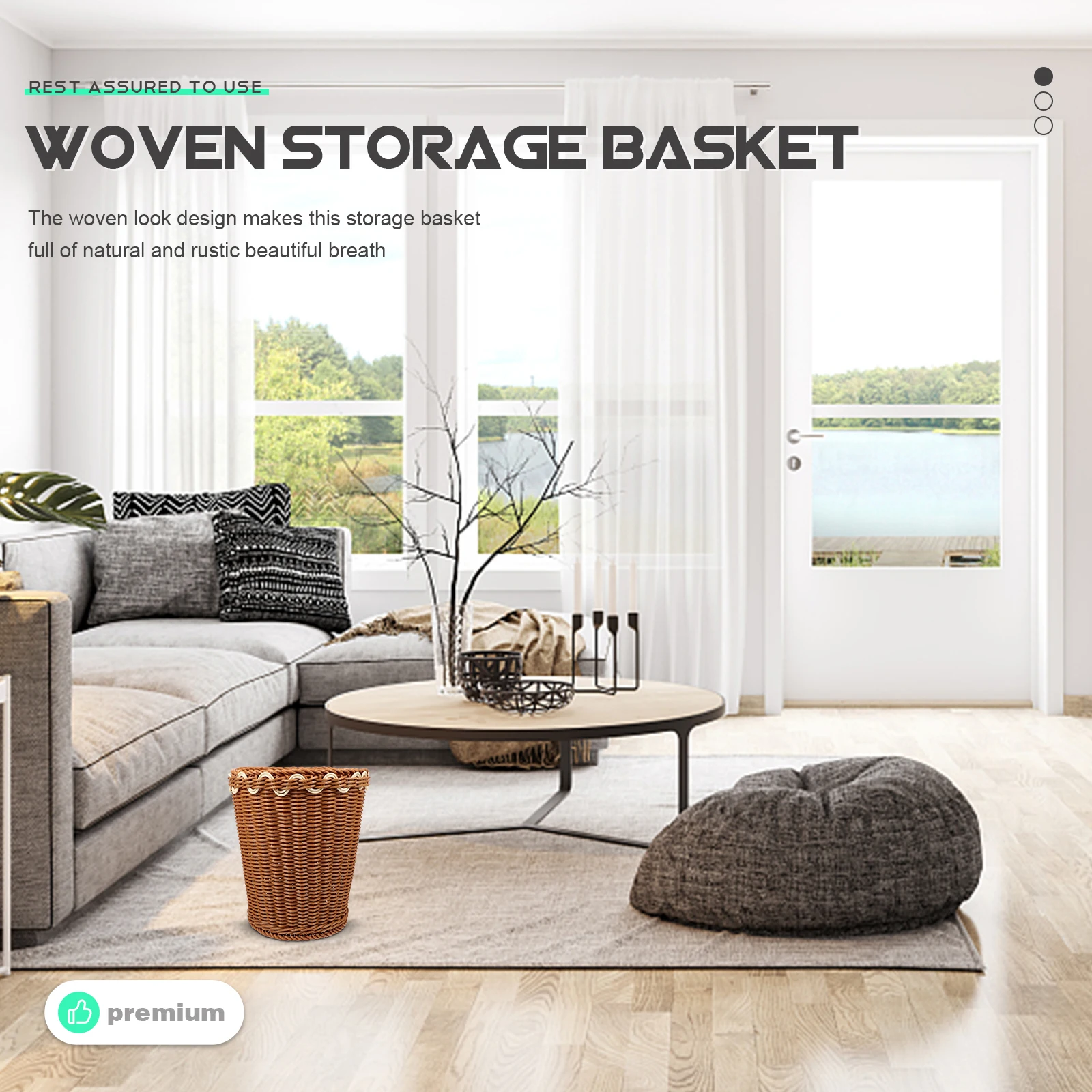 

Desktop Garbage Trash Can Handheld Baskets Container Storage Brown Woven Rattan Basket Multipurpose Laundry Decorative Household