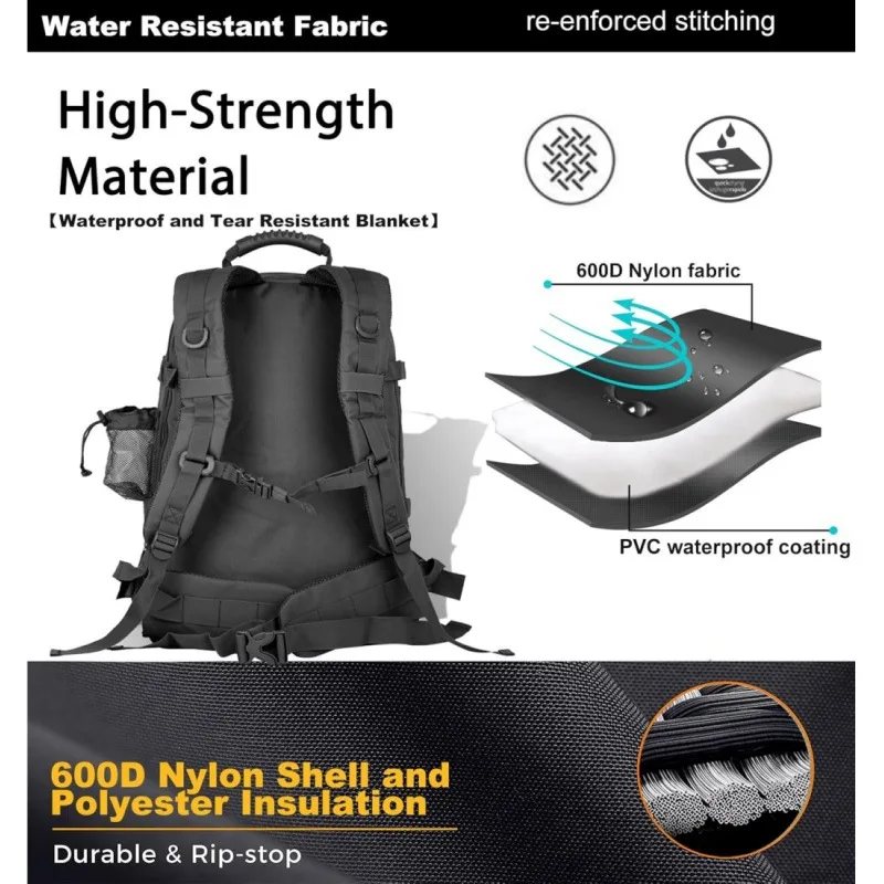 Large Capacity Mountaineering Backpack Camping Travel Emergency Escape Backpack Multifunctional Waterproof Wear-resistant Bag
