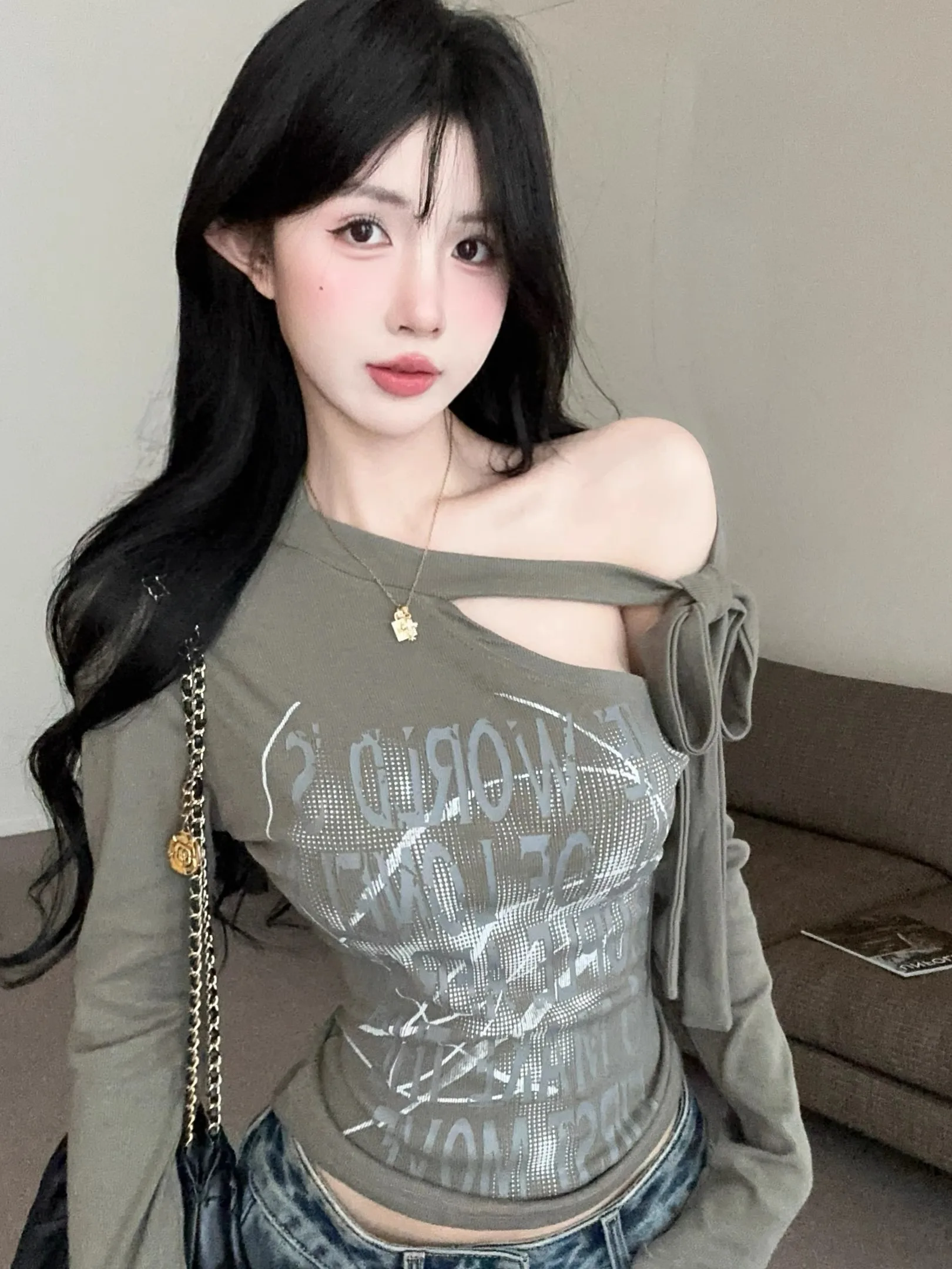 

Stunning Floral Print Long Sleeve Baserose Top Trendy Sash Design Beautiful Base Shirt Nicole Rose Brand Autumn 2025 Collection