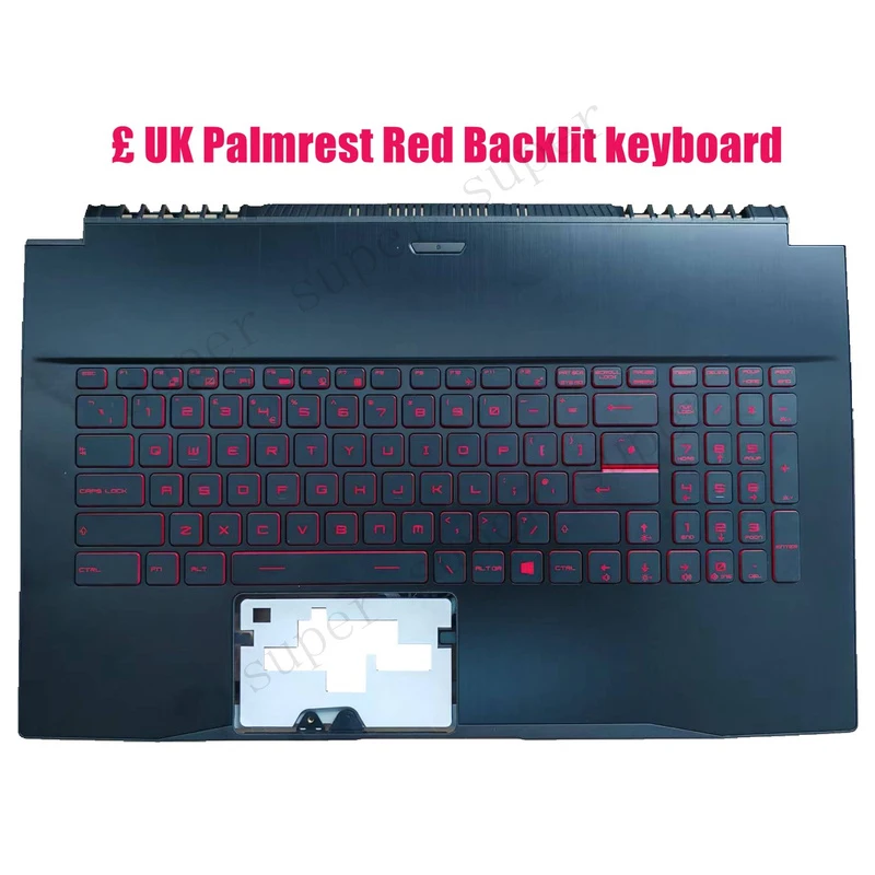 SSS+ UK Palmrest Red Backlit keyboard for MSI GF75 Thin MS-17F3 MS-17F4 MS-17F6