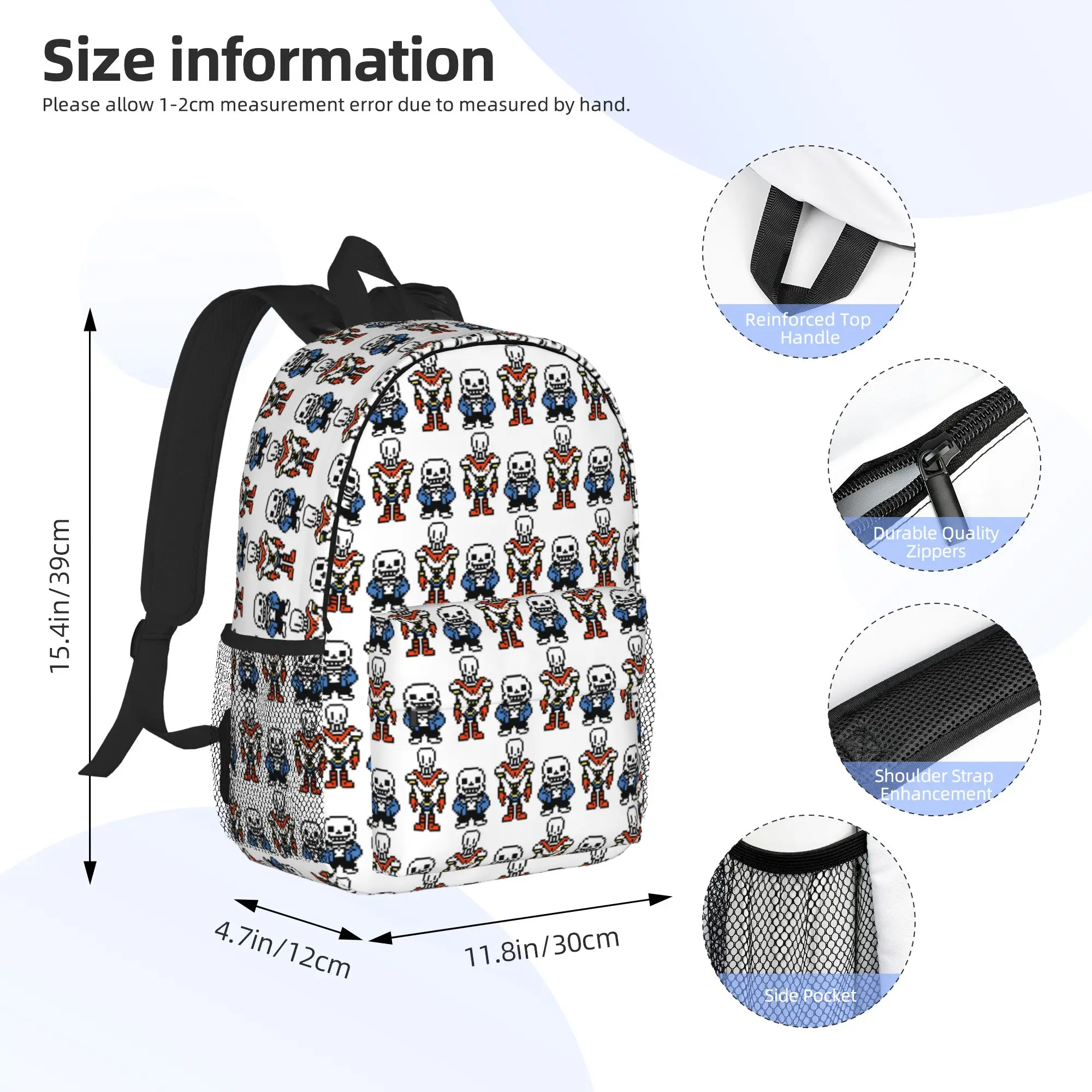 Undertale Sans and Papyrus Backpack Hot Sale Daypack Large Capacity Boys Girls BookBag Shoulder Bags for Men Women School Bag