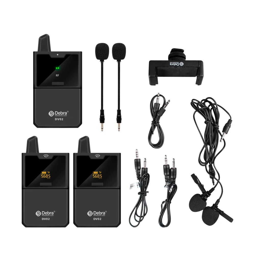 Debra Audio DV 02 High Quality Portable Lavalier/Handheld UHF Wireless Microphone System Cardioid Polar Headset Microphone