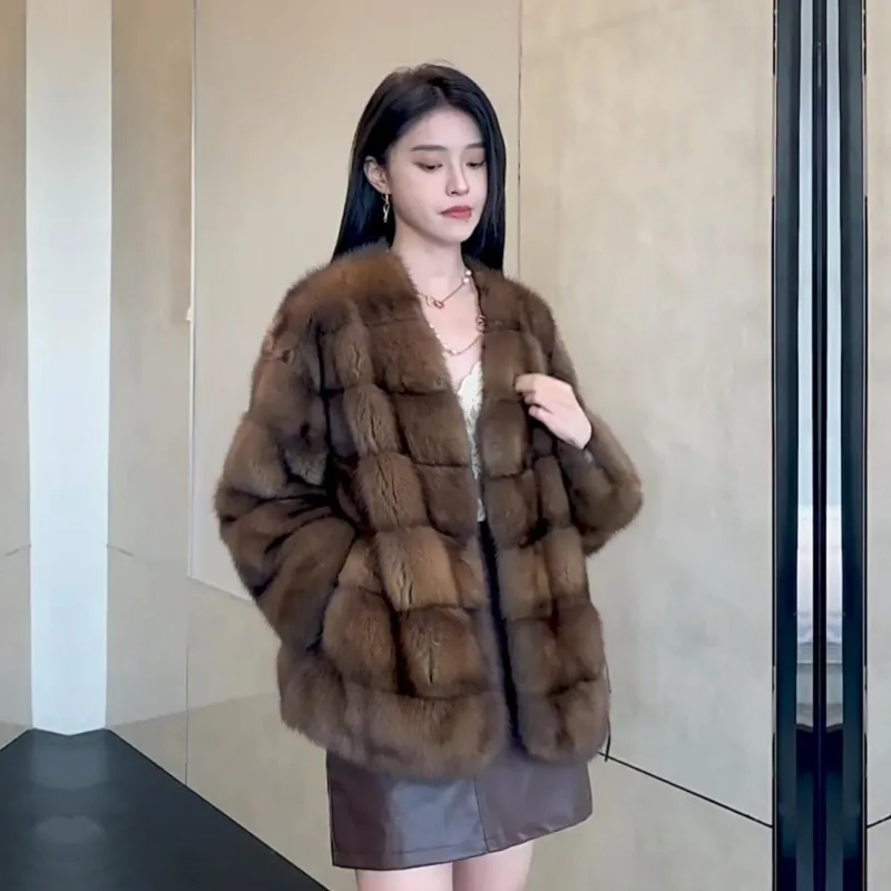 Faux Fur Coats Women Mid Length Coat Y2k Streetwear Jackets Overcoat Open Stitch Thick Warm Outerwear Work Autumn Winter Jacket