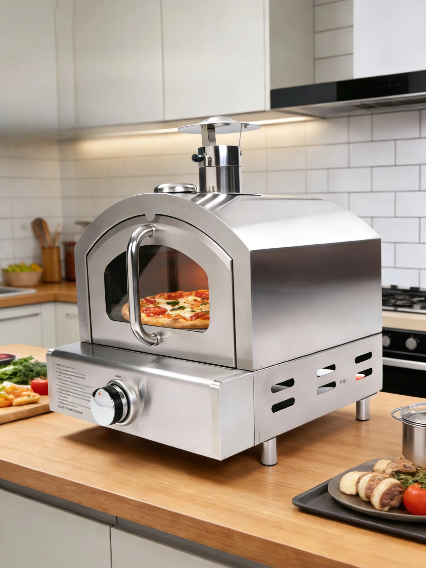 Stainless Steel Gas Pizza Oven, Portable Pizza & Bread Kiln, For Household, Commercial & Street Stall Baking