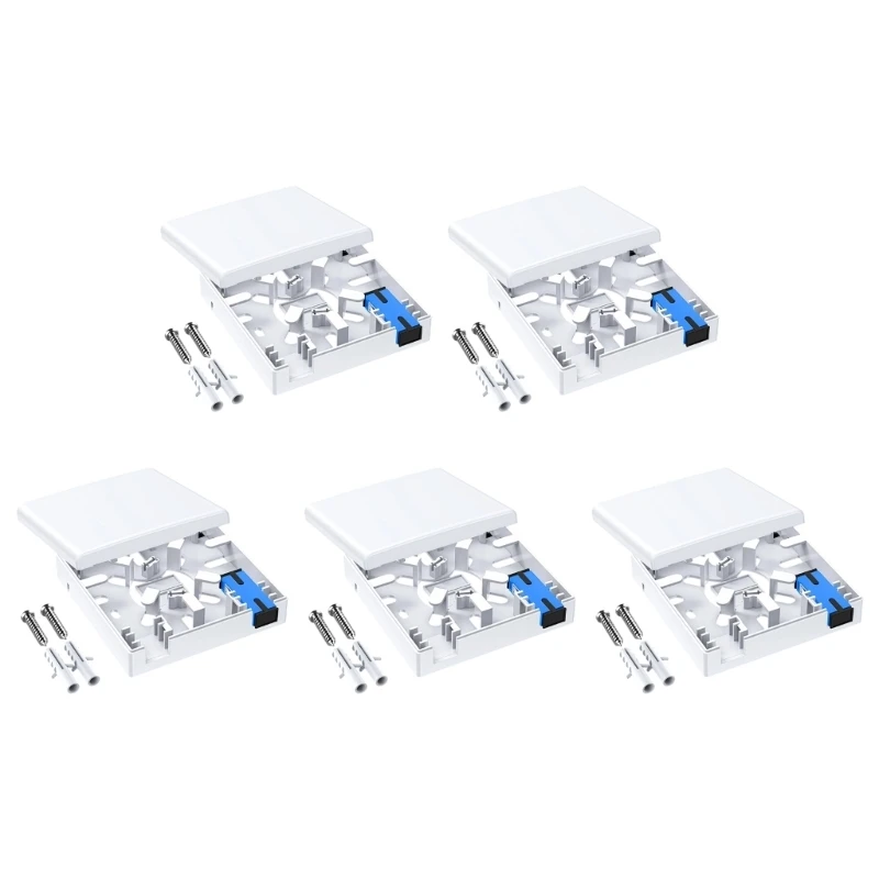 HX6A Pack Of 5 Fiber Opticals Terminals Box 86Mm Size Double Port Interfaces White