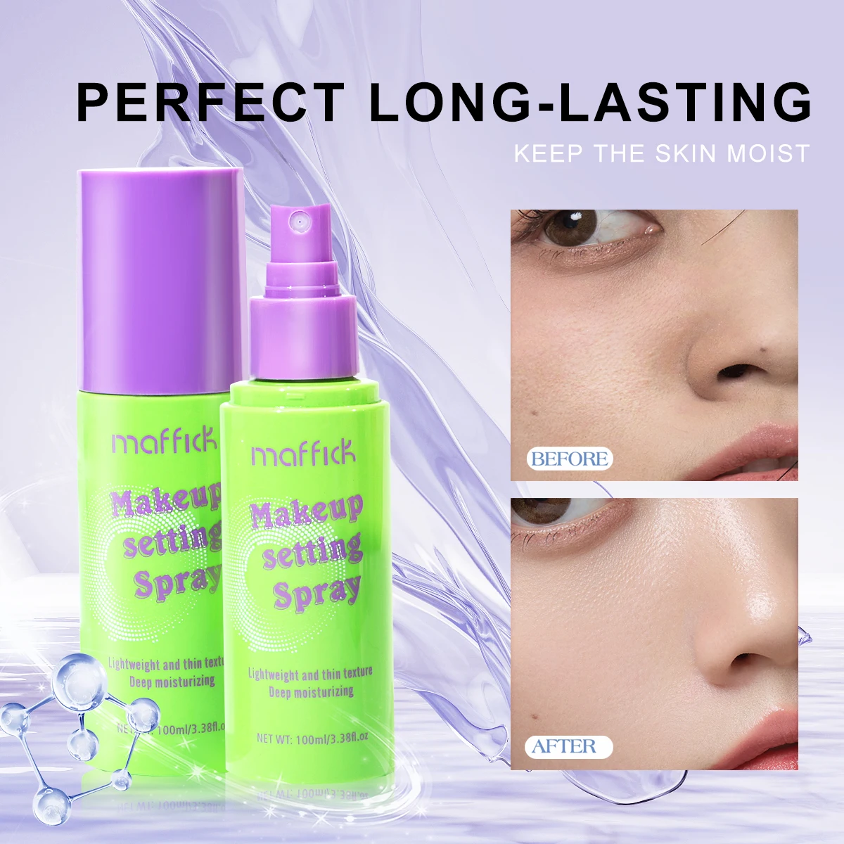 100ml Setting Spray Glossy Matte Base Makeup Oil Control Waterproof Moisturizing Make-up Fixer Spray for All Skin Style